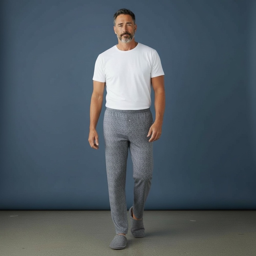 Bronzini Men Gray Herringbone Pattern Pajama Loun… - image 1